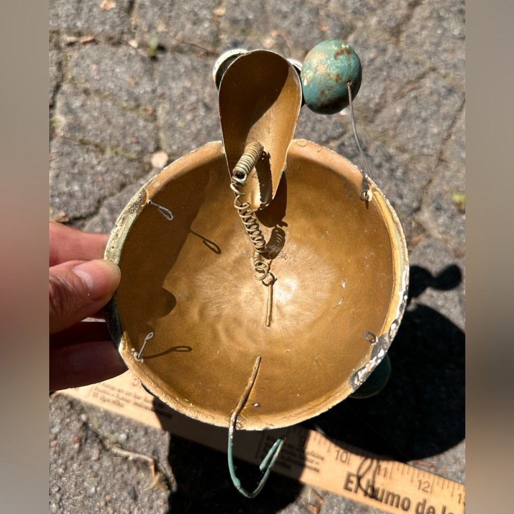 Vintage Unique Artisan Made Metal Turtle Hanging Garden Decor bobble head & legs - Picture 10 of 10